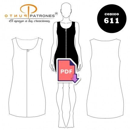 Molde Vestido corto cierre 611 |PuntoPatrones ® Tallas CARTA